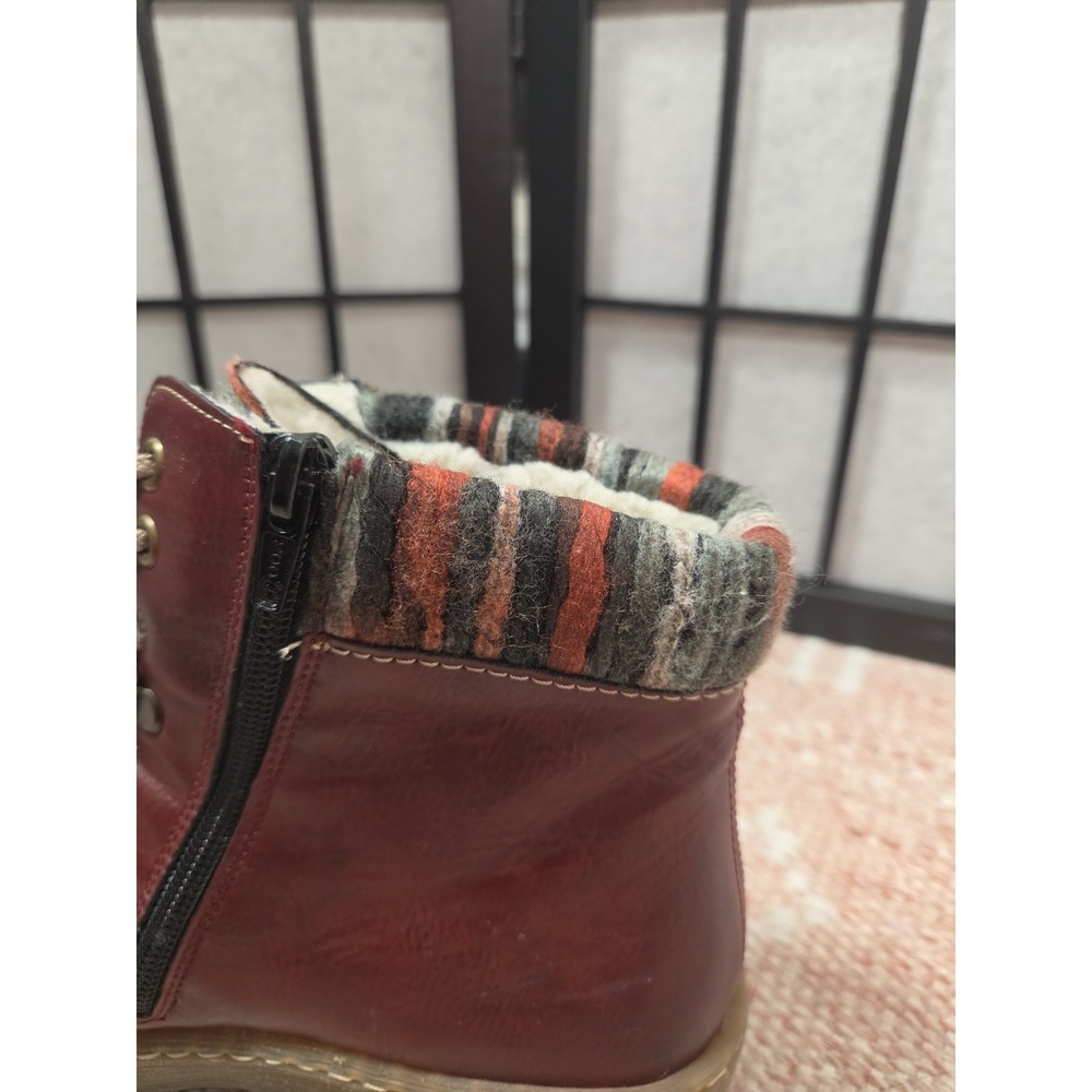 Rieker‎ Felicitas Z6741-35 Burgundy Wine Ankle Boots Women's Size 9 Boho - Picture 7 of 10